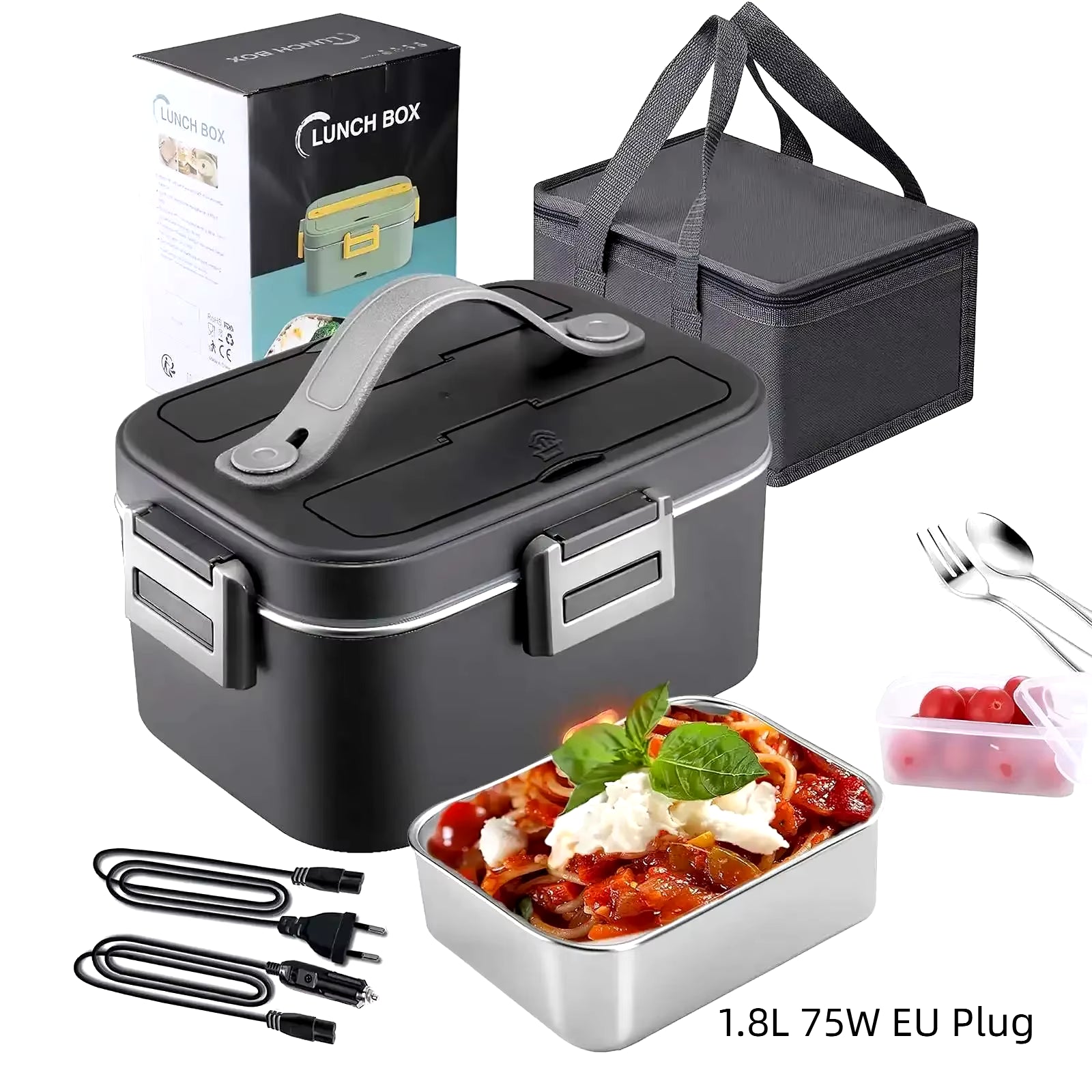 1.5 L 60W Electric Lunch Box Food Warmer Portable Food Heater for Car or Home - Leak Proof 304 Stainless Steel Liner